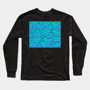 Blue Tentacle Patterns Long Sleeve T-Shirt